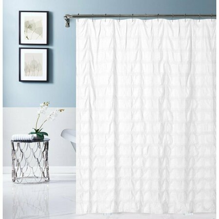HOMEROOTS 72 x 70 x 1 in. White Modern Crinkle Shower Curtain 399715
